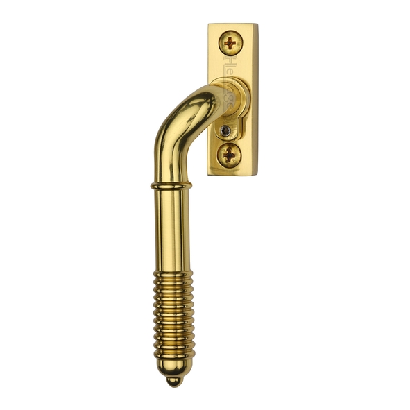 V895L LH-PB  Left Hand  Polished Brass  Heritage Brass Locking Reeded Cranked Espagnolette Fastener